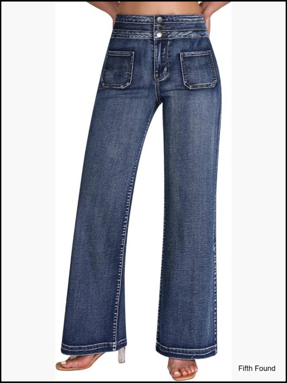 High Rise Wide Leg Stretchy Denim Jeans